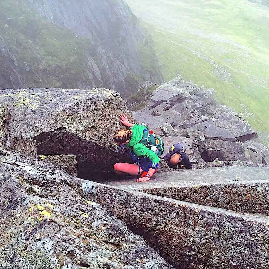 Scrambling up Pinnacle Ridge