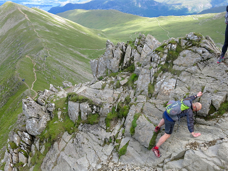 Andrew scrambling around Swirral Edge