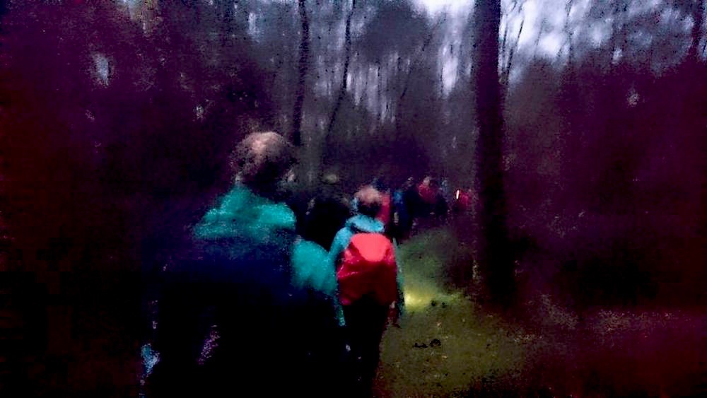 Making the 3 mile walk to the start in the dark on Saturday morning. Photo Credit: David Perry