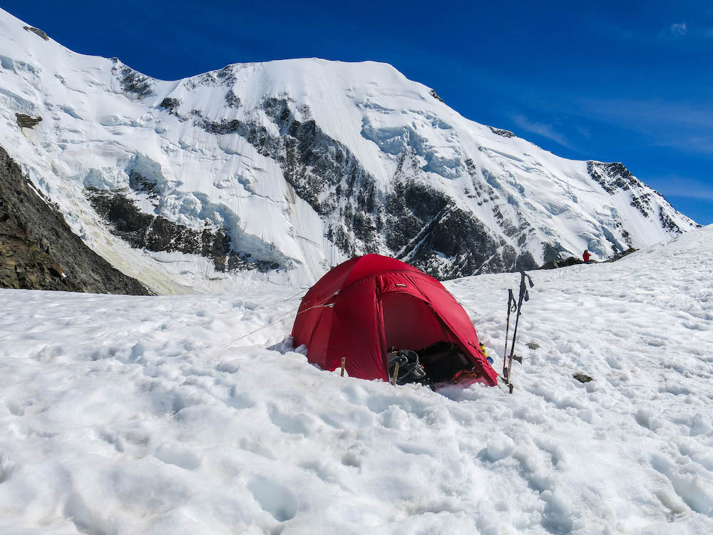 Our pitch on the Tête Rousse Glacier - not a bad view!